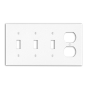 4-Gang 3-Toggle 1-Duplex Device Combination Wallplate, Standard Size, Brown