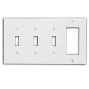 4-Gang 3-Toggle Decora/GFCI Device Combination Wallplate, White