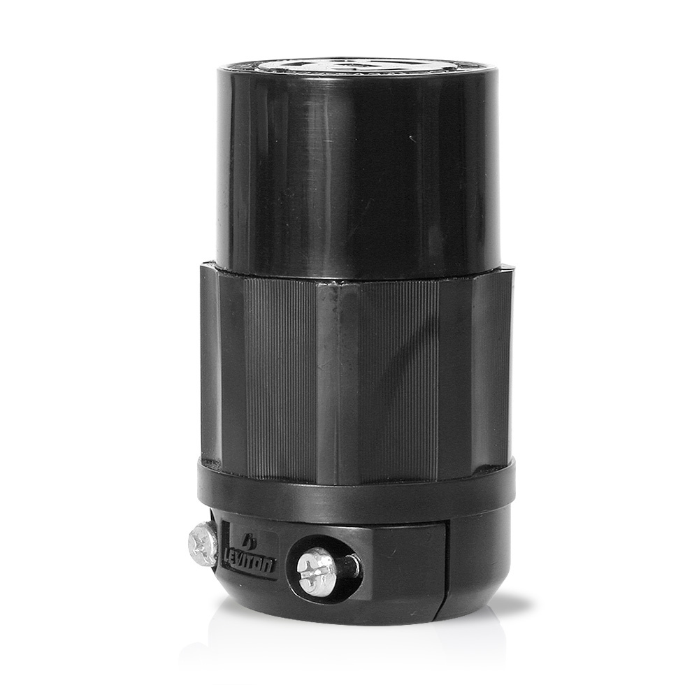 20 Amp, 125 Volt, NEMA L5-20R, 2P, 3W, Locking Connector, Industrial Grade, Grounding - Black