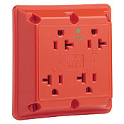 20 Amp, 125 Volt, Industrial Series Extra Heavy Duty Hospital Grade, 4-In-1 Receptacle, Straight Blade, Grounding, Red
