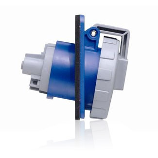 30 Amp, 250 Volt 3-Phase, IEC 309-1 & 309-2, 3P, 4W, Outlet North American Pin & Sleeve Receptacle, Industrial Grade, IP67, Watertight - Blue