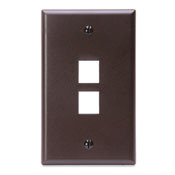 QuickPort Wallplate, Single Gang, 2-Port, Brown