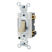 20 Amp, 120/277 Volt, Toggle 4-Way AC Quiet Switch, Heavy Duty Grade, Grounding, Ivory