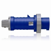 100 Amp, 250 Volt 3-Phase, IEC 309-1 & 309-2, 3P, 4W, North American-Rated Pin & Sleeve Plug, Industrial Grade, IP67, Watertight - Blue