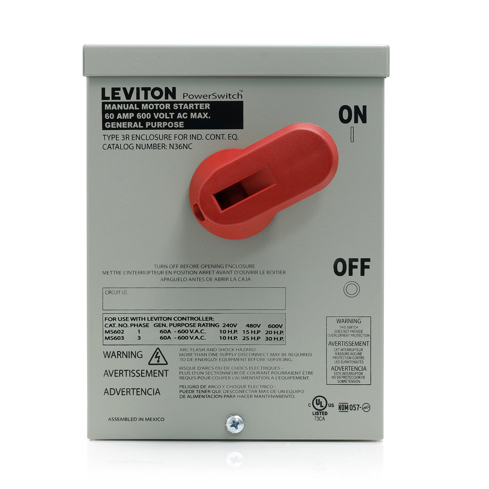 Type 3R Enclosure for 60 Amp Motor Starting Switch, Steel, Gray