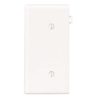 1-Gang No Device Blank Wallplate, Sectional, Thermoplastic Nylon, Strap Mount, End Panel, White