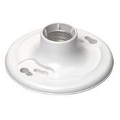 660W/250V Medium Base One-Piece White Urea Outlet Box Mount Incandescent Lampholder, Keyless, Single Circuit, 6" Pig Tail Leads Top Wired - White