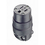 15 Amp, 125 Volt, Cord Outlet, Rubber, Grounding, Black