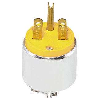 15 Amp. 250 Volt. NEMA 6-15P. 2P/3W. Plug. Straight Blade. Commercial Grade.  Armored. Grounding - Steel