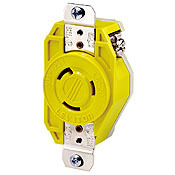 20-Amp, 480 Volt- 3PY, Flush Mounting Locking Receptacle, Industrial Grade, Grounding, Corrosion Resistant, Yellow