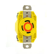 30-Amp, 125/250 Volt, Flush Mounting Locking Receptacle, Industrial Grade, Grounding, Corrosion Resistant, Yellow