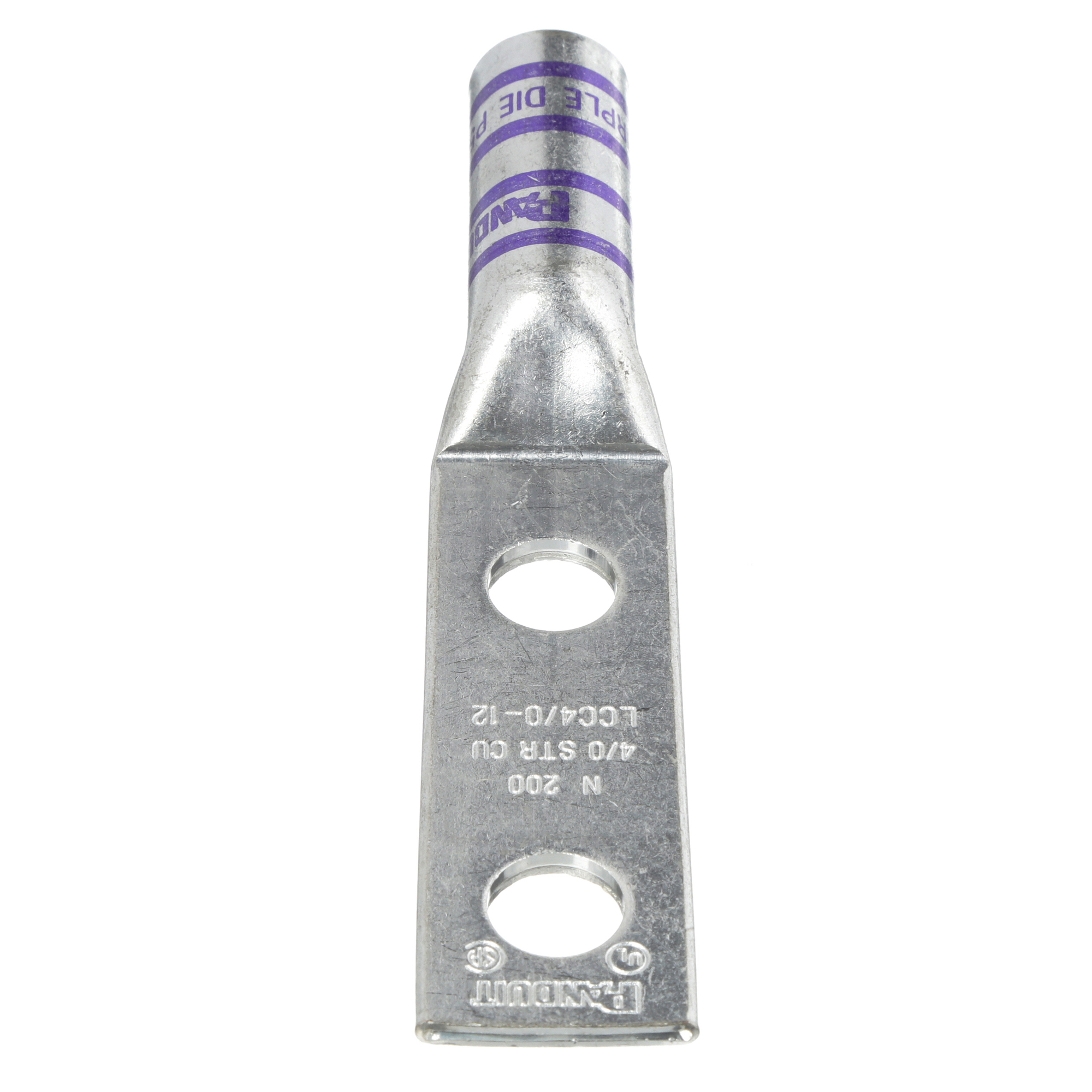 Copper Compression Lug, 2 Hole, 4/0 AWG,