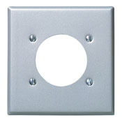 2-Gang Power Receptacle Wallplate, Flush Mount, Standard Size, Device Mount, 302 Stainless Steel