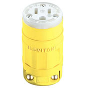 15 Amp, 125 Volt, Straight Blade, Connector, Industrial Grade, Dustguard, Grounding, Yellow