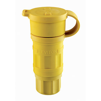 20-Amp, 250-Volt, NEMA 6-20R, 2P, 3W Connector, Straight Blade, Industrial Grade, Grounding, Wetguard, Yellow