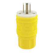 15 Amp, 250 Volt, Straight Blade, Plug, Industrial Grade, Grounding, Wetguard, Yellow