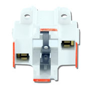 G24D-3 Base, 26W/32W 2-Pin, 10mm Compact Fluorescent Lampholder, Vertical, Bottom Snap-In, Orange Color Code, , Quick-Connect 18AWG Solid or Str. Tinned - White Body