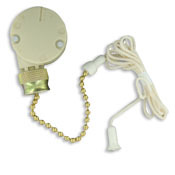 Pull chain switch, three speed - four position 3A-250V AC,  6A-125V AC, 1/4 HP-125-250V AC, 3A-125V  AC-L No.6 Chain - 3 3/4 inches long.