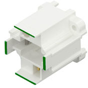 G24d-2 Base, 18W 2-Pin, 10mm Compact Fluorescent Lampholder, Vertical, Bottom Screw-Down, Green Color Code, , Quick-Connect 18AWG Solid or Str. Tinned - White Body