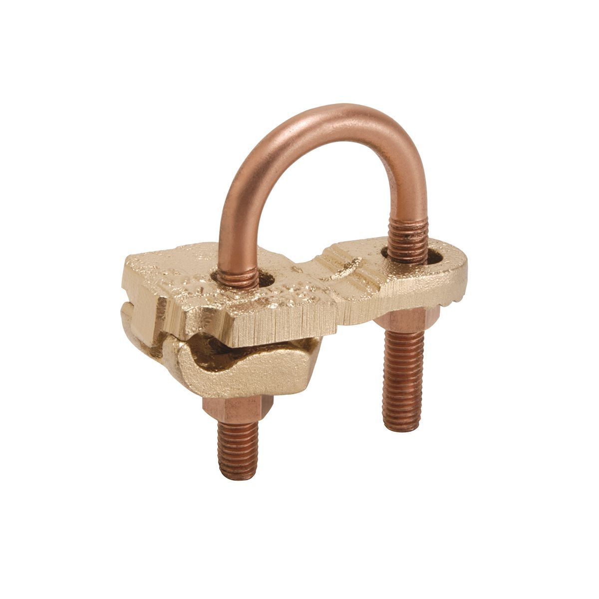 Mechanical Grounding Connector, Conductor to Water Pipe, 4-4/0 AWG, 1/2"-1" Pipe, 3/8" Stud, 3.25 IN Width.