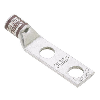 Pan-Lug LCDX500-12-6 Comp. Lug, Flex, Tin Plt Copper, Two 0.5" Stud, PK6