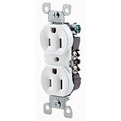 15 Amp, 125 Volt, Co/Alr Duplex Receptacle, Straight Blade, Residential Grade, Grounding, White