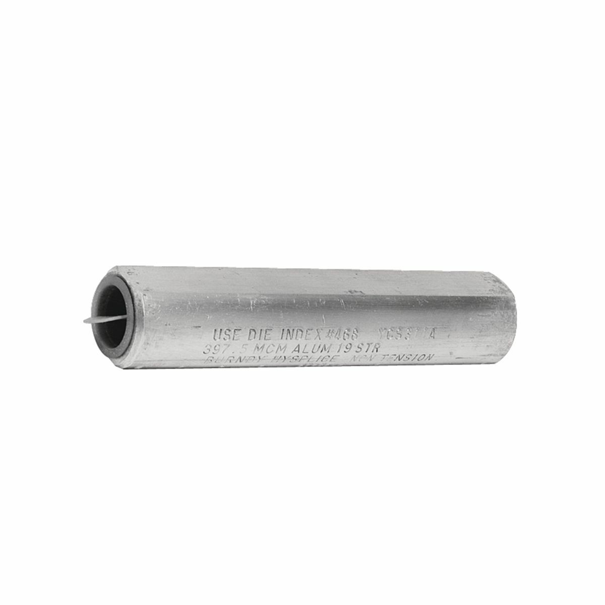 Full tension aluminum splice with staked in cable stop.  ANSI C199.4 Class 1 (Full Tension),Die Index:162,2-5/8 L.