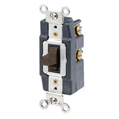20 Amp, 120/277 Volt, Toggle, Double Throw, Center Off, Momentary Contact, Single-Pole AC Quiet Switch, Industrial Grade, Grounding, Gray