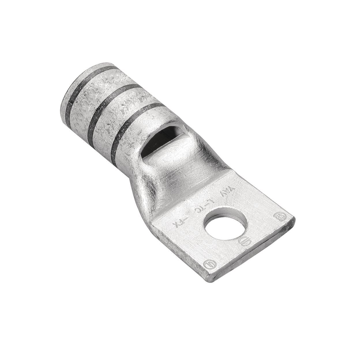 3/0 Flex G,H,I,K,M,DLO, 3/0 AWG CU, One Hole, 3/8 Stud Size,  Standard Barrel, Inspection Window Internal Chamfer, Tin Plated, UL/CSA, 90?C, Up to 35kV, Orange Color Code, 14 Die Index.