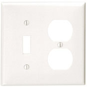 2-Gang 1-Toggle 1-Duplex Device Combination Wallplate, Standard Size, Thermoplastic Nylon, Device Mount, Red
