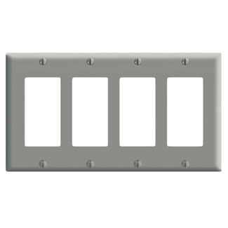 4-Gang Decora/GFCI Device Decora Wallplate, Standard Size, Thermoset, Device Mount, Gray