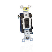 20 Amp, 120/277 Volt, Toggle Framed 4-Way AC Quiet Switch, Commercial Grade, Grounding, Ivory