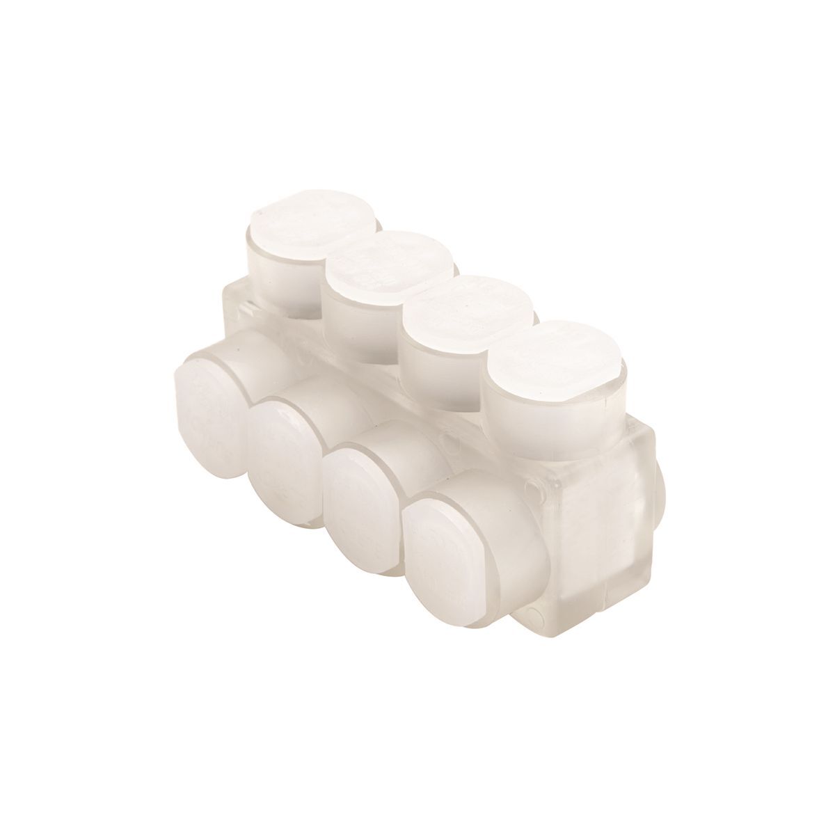 Aluminum Multiple Tap Connector, Clear Insulated, 6 Port, 1 Sided Entry, 10 AWG-350 kcmil, Al/Cu Rated.