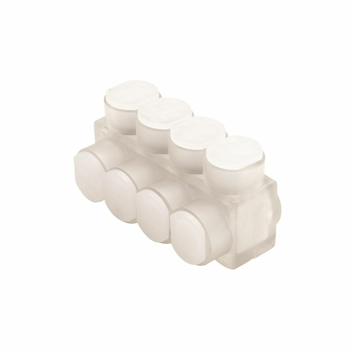Aluminum Multiple Tap Connector, Clear Insulated, 4 Port, 1 Sided Entry, 14-4 AWG, Al/Cu Rated.