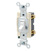 20-Amp, 120/277-Volt, Toggle Framed Single-Pole AC Quiet Switch, Commercial Grade, Grounding, White