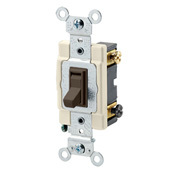 15 Amp, 120/277 Volt, Toggle Framed 3-Way AC Quiet Switch, Commercial Grade, Grounding, Brown