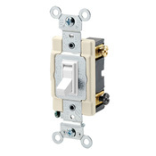 20 Amp, 120/277 Volt, Toggle Framed 3-Way AC Quiet Switch, Commercial Grade, Grounding, White