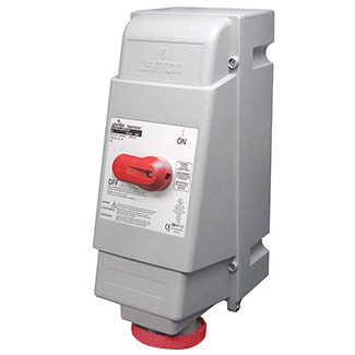 100 Amp, 480 Volt 3-Phase, IEC 309-1 & 309-2, 3P, 4W, Mechanical Interlock North American Pin & Sleeve Receptacle, Industrial Grade, IP67, Watertight, Non-Fused - Red