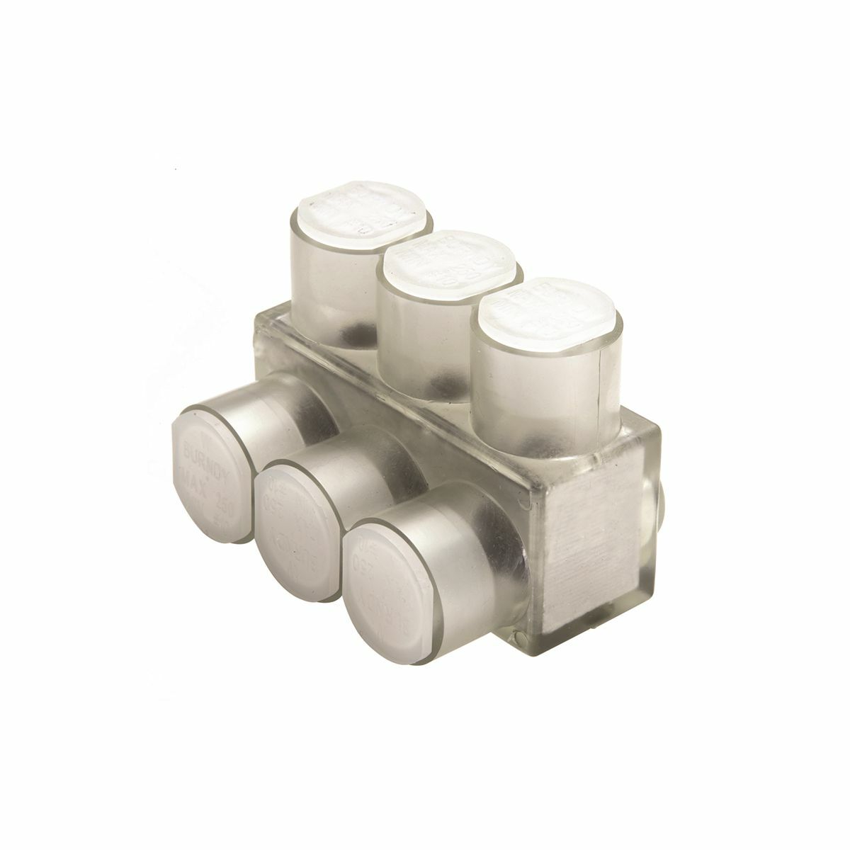 Aluminum Multiple Tap Connector, Clear Insulated, 6 Port, 1 Sided Entry, 4 AWG-600 kcmil, Al/Cu Rated.