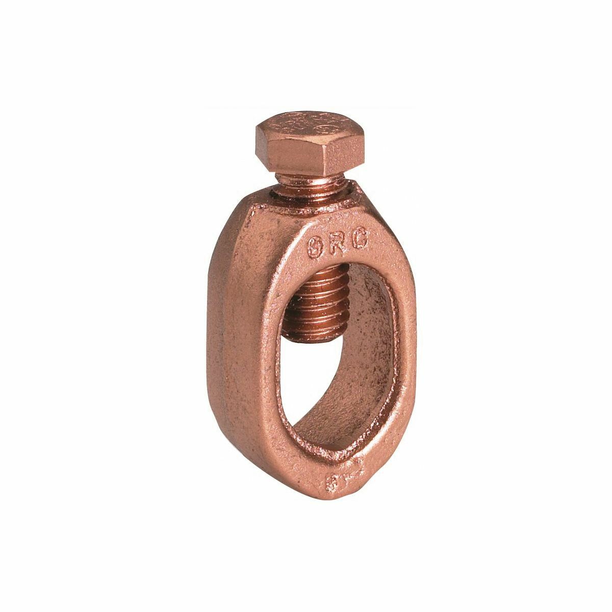 Mechanical Ground Rod Clamp, For Cable to Rod, High Strength, 8 AWG (Sol.) - 1/0 AWG (Str.), 3/4" Ground Rod, 3/8" Stud.