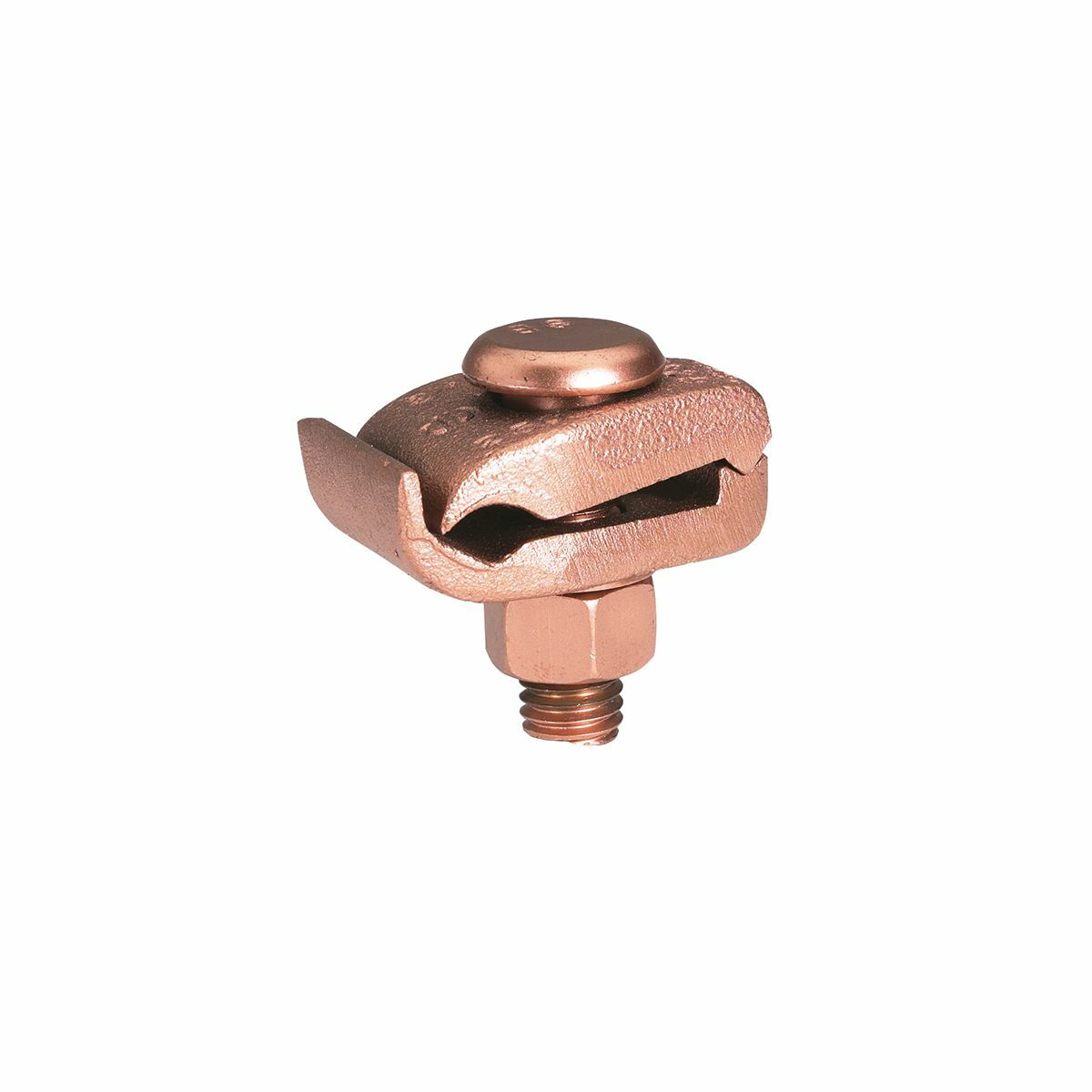 Mechanical Grounding Connector, Cable to 1/4" Thick Bar, 8 AWG (Sol)- 4 AWG (Str), 3/8" Stud1-1/4 IN Width.