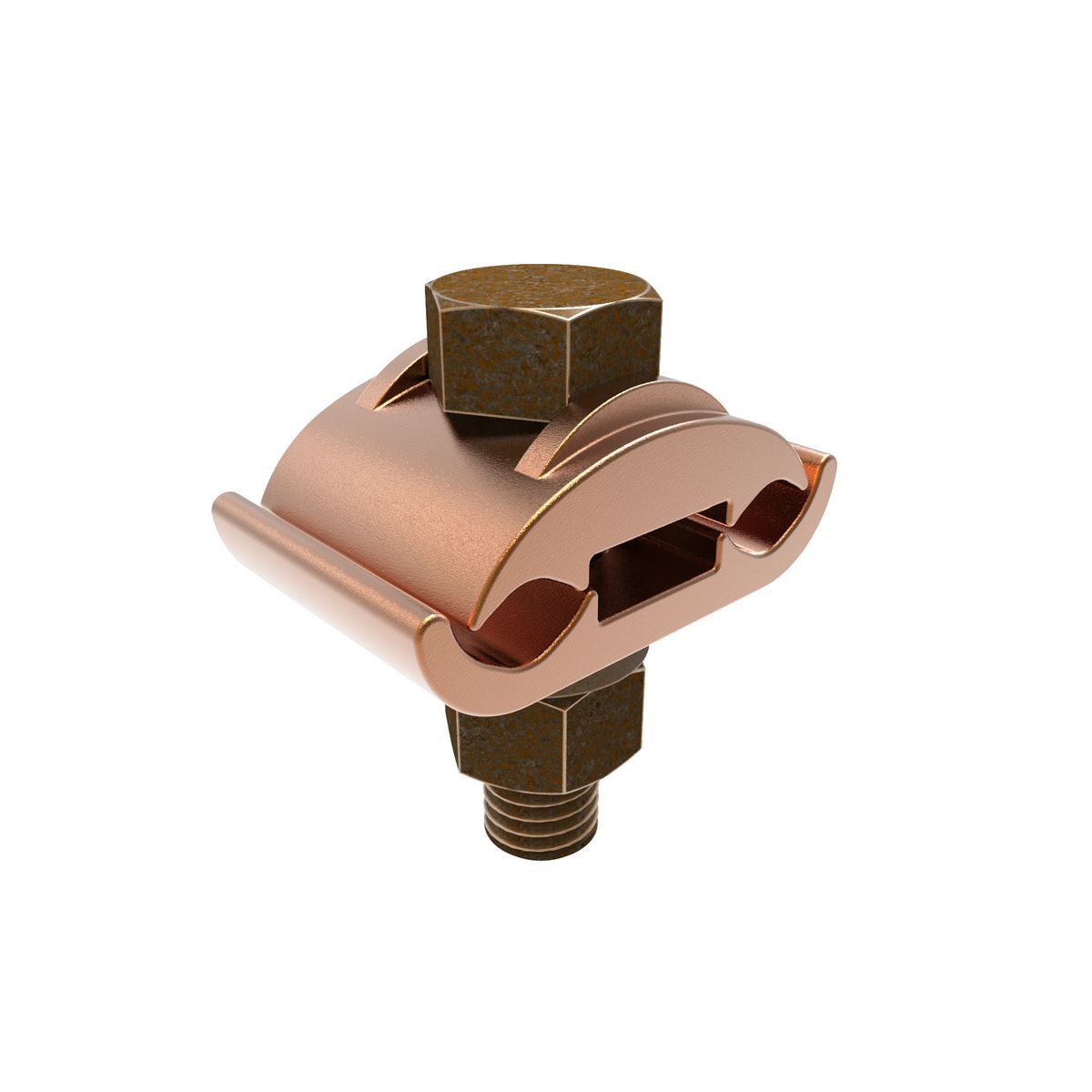 Mechanical Grounding Connector, 2 Cables to 1/4" Thick Bar, 4 AWG (Sol)-2/0 AWG (Str).