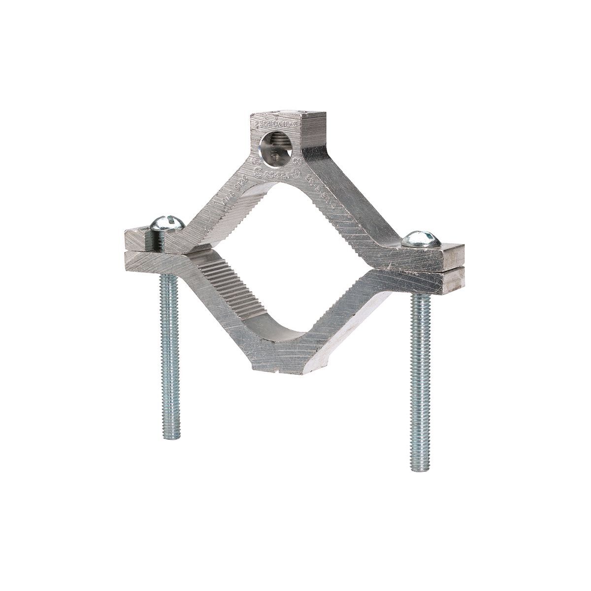 Mechanical Grounding Connector, Cable to Water Pipe,  14 AWG - 1/0 AWG, 1/2" - 1" Pipe, Al/Cu Rated.