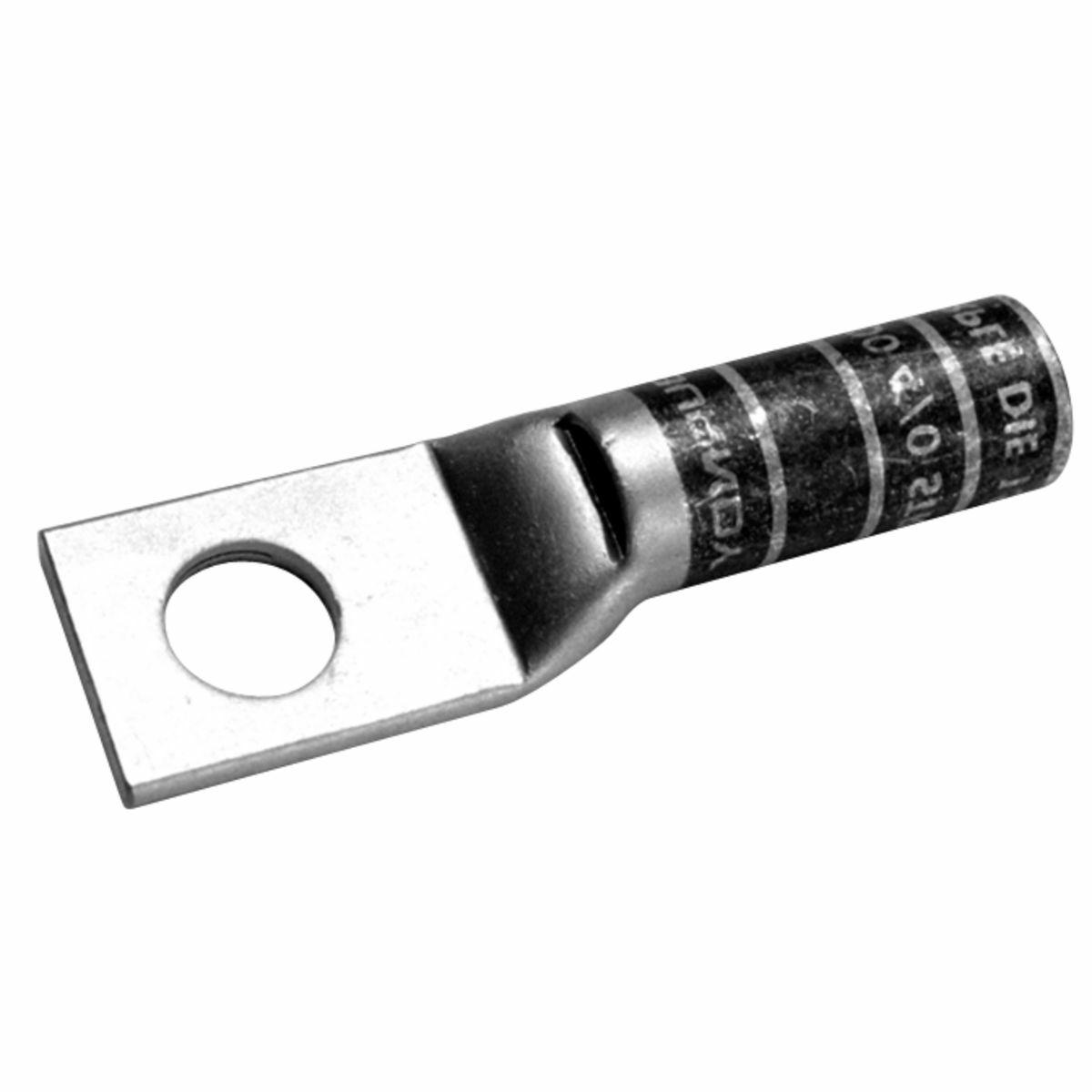 4/0 Flex G,H,I,K,M,DLO, 4/0 AWG CU, One Hole, 1/2 Stud Size, Long Barrel, Internal Chamfer, Tin Plated, UL/CSA, 90?C, Up to 35kV, Purple Color Code, 15 Die Index.