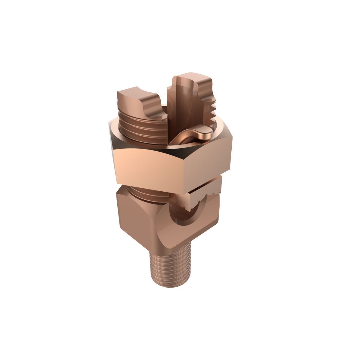 Mechanical Grounding Connector, Cable to Flat, 1-4/0 AWG, 5/8" Stud, 1-3/4" Height, B=1-1/4"