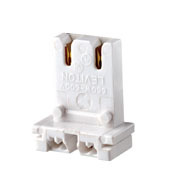 Medium Base, Bi-Pin, Standard Fluorescent Lampholder, U-Shaped Lamp, Slide-On Self- Aligning, Straight-In Double Edge, Quick-Connect, White