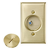 QuickPort Floor Jack Assembly, F connector x Blank.  Assembly includes wallplate, insert, jacks, and screw cap.
