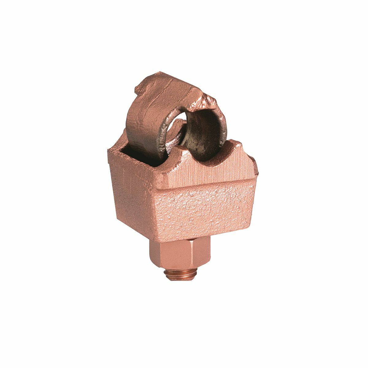 Copper Bartap, Cable to Drilled Bar, 10 AWG (Sol)-1 AWG (Str) Cu Cable, 230 kV, Silicon Bronze H/W.