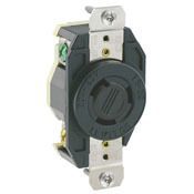 30-Amp, 125/250 Volt, Flush Mounting Locking Receptacle, Industrial Grade, Grounding, All Black- Black