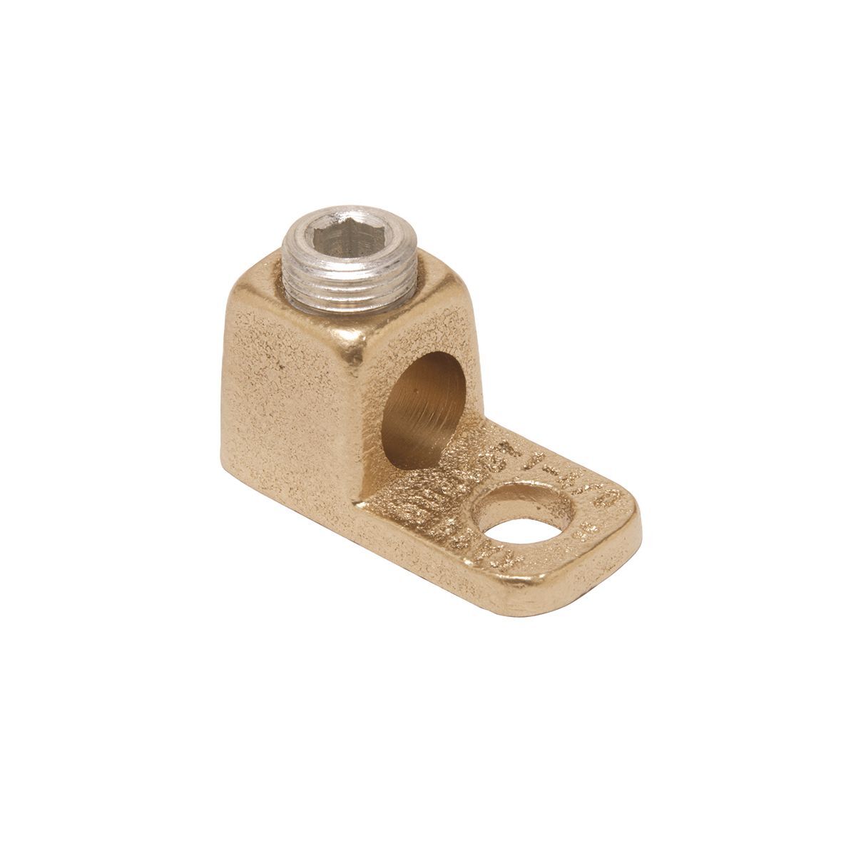 Copper Terminal, 1 Hole, 4-1/0 AWG (Str), 3/8" Stud, 1 Screw.